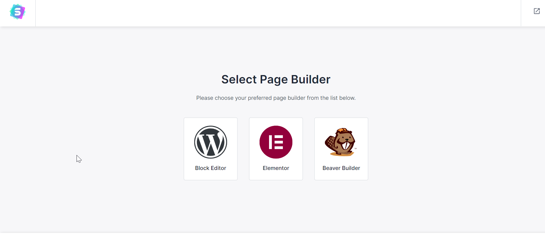 selecting page builders