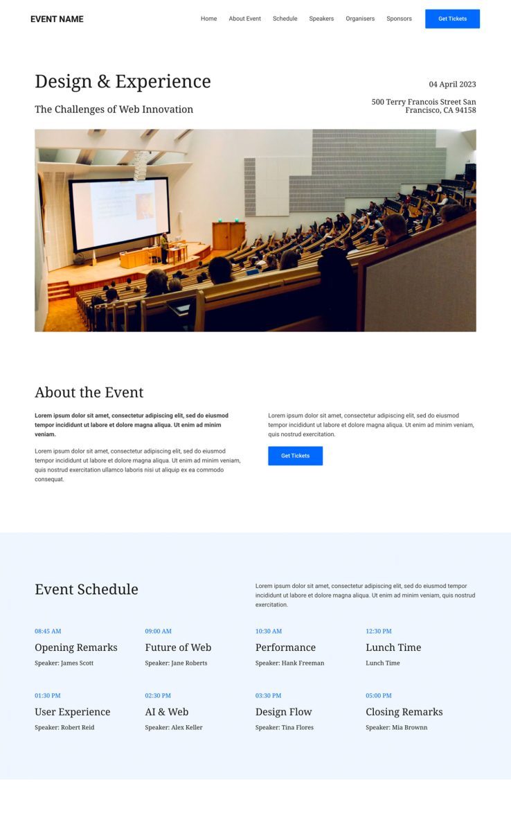 Event Landing Page
