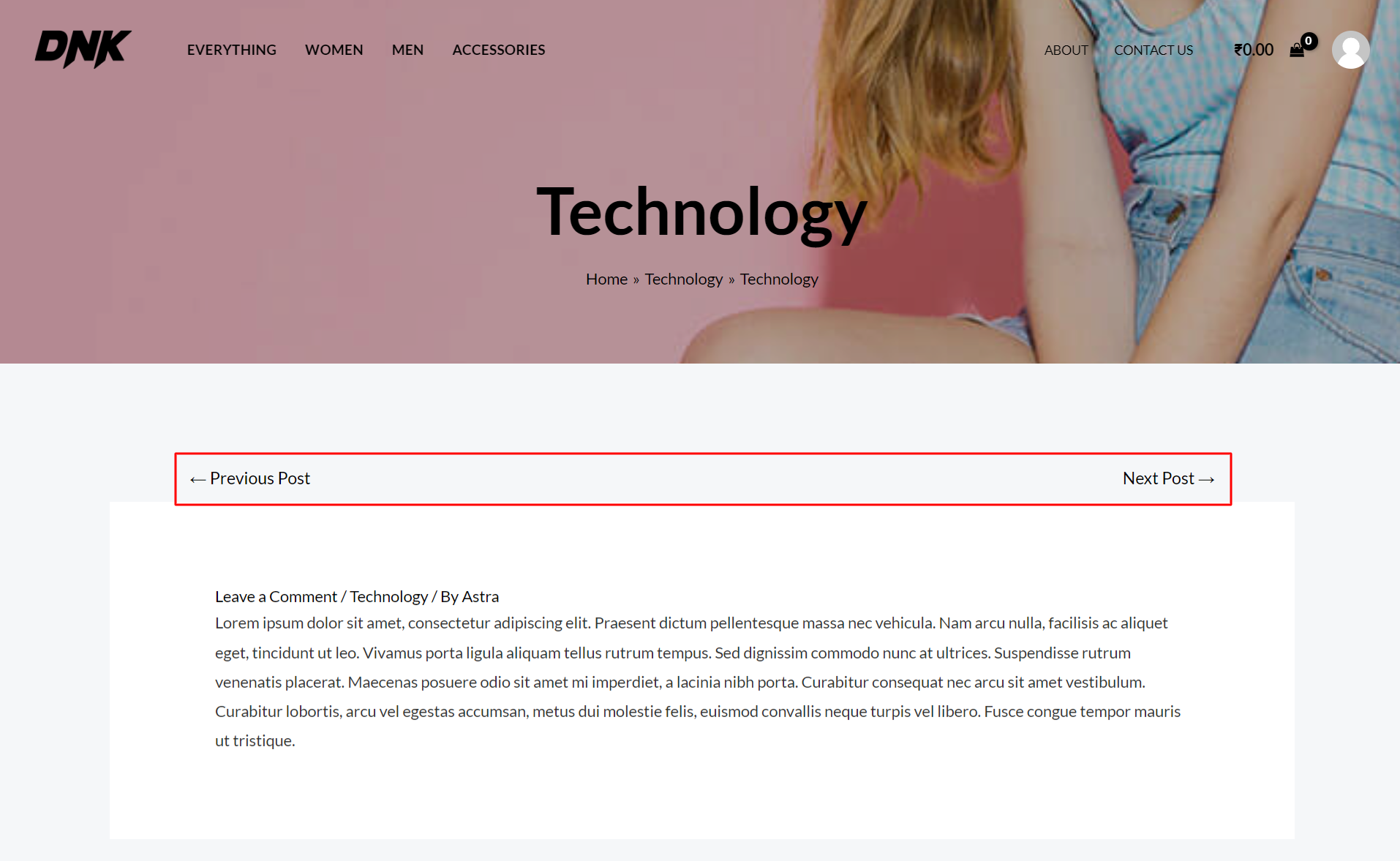 "Previous and Next" link to the top of the "Single Blog Post"