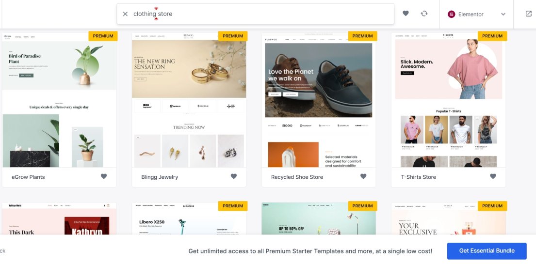 ecommerce premium templates with elementor