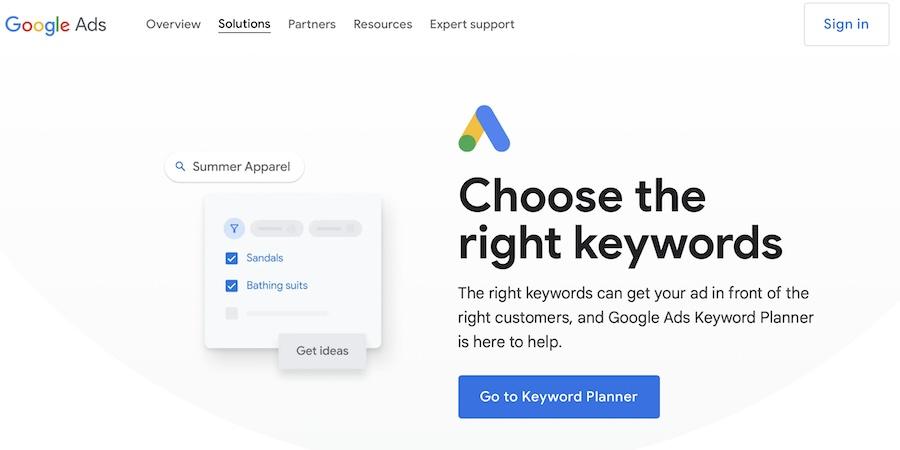 google ads keyword planner