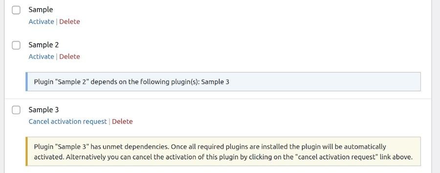 plugin dependencies