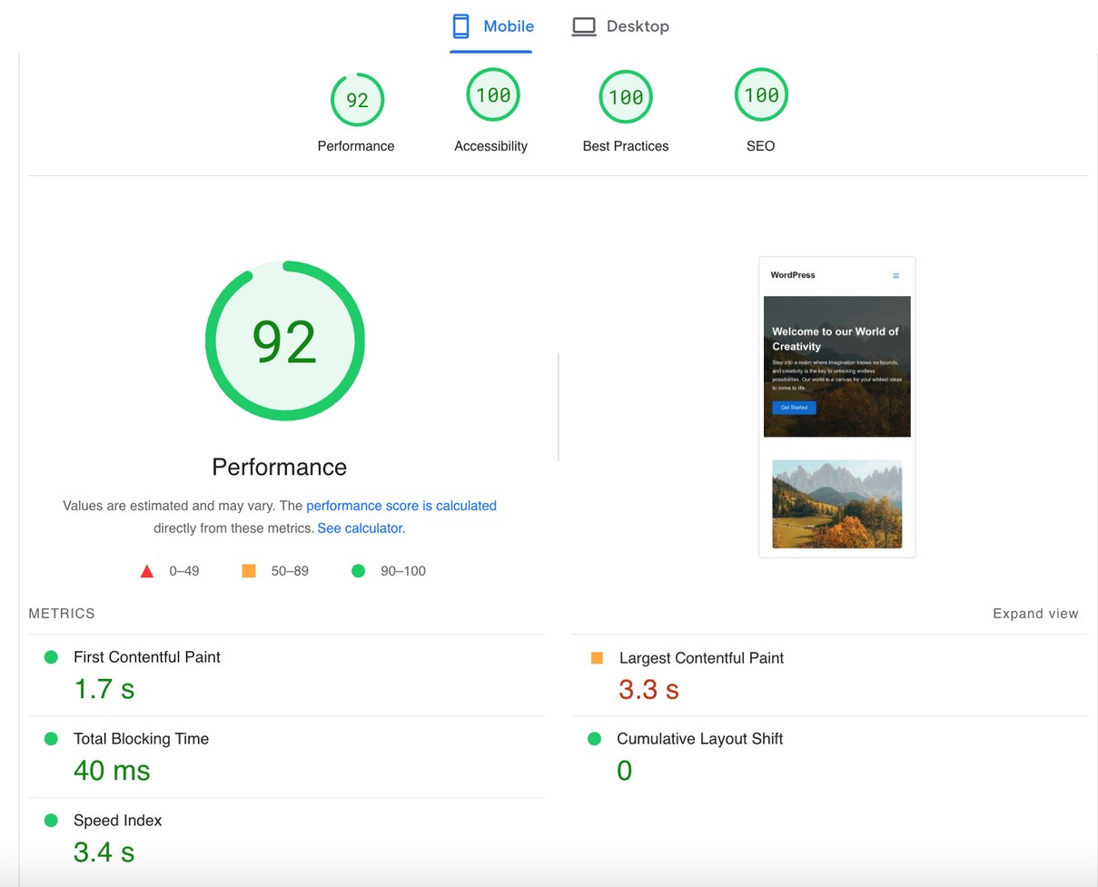 Default Spectra speed test