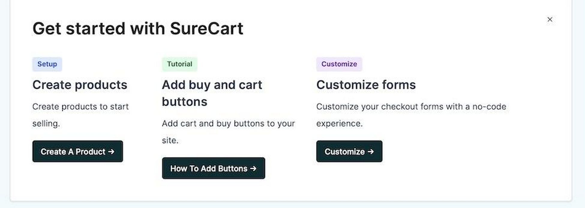 surecart dashboard