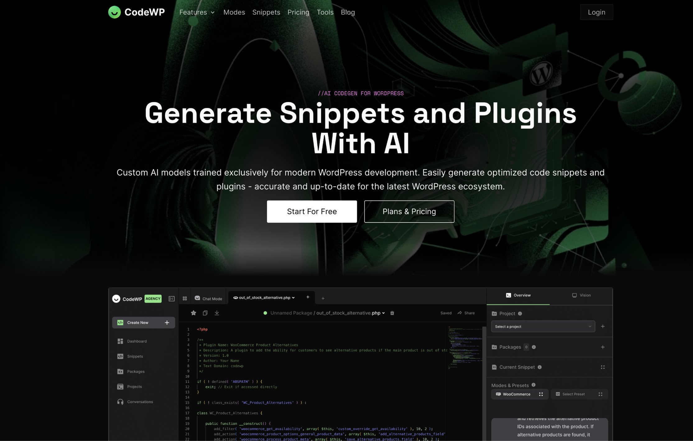 AI powered coding for WordPress plugins and other functionality