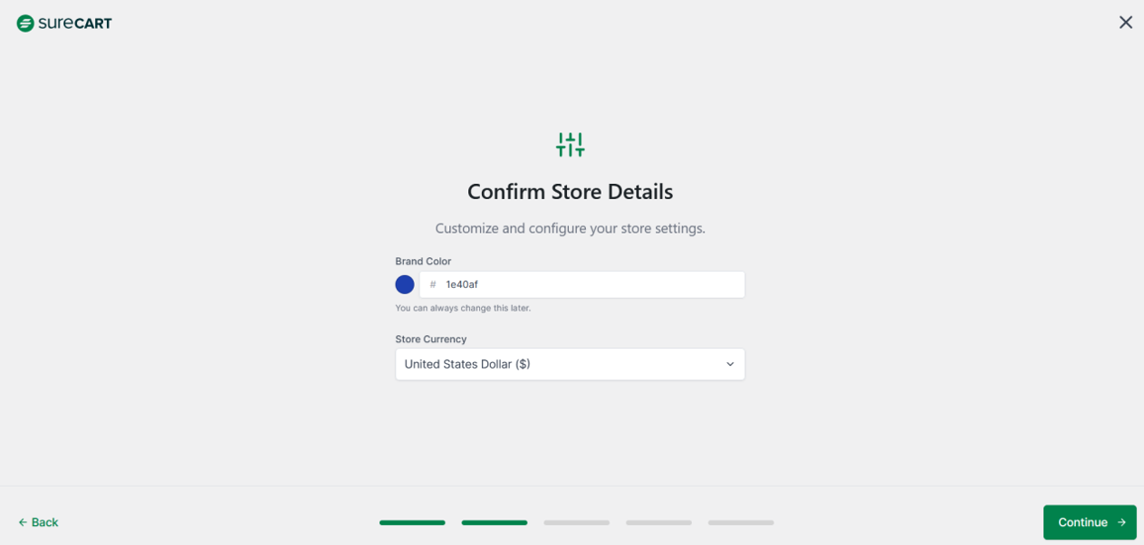 Confirm store details