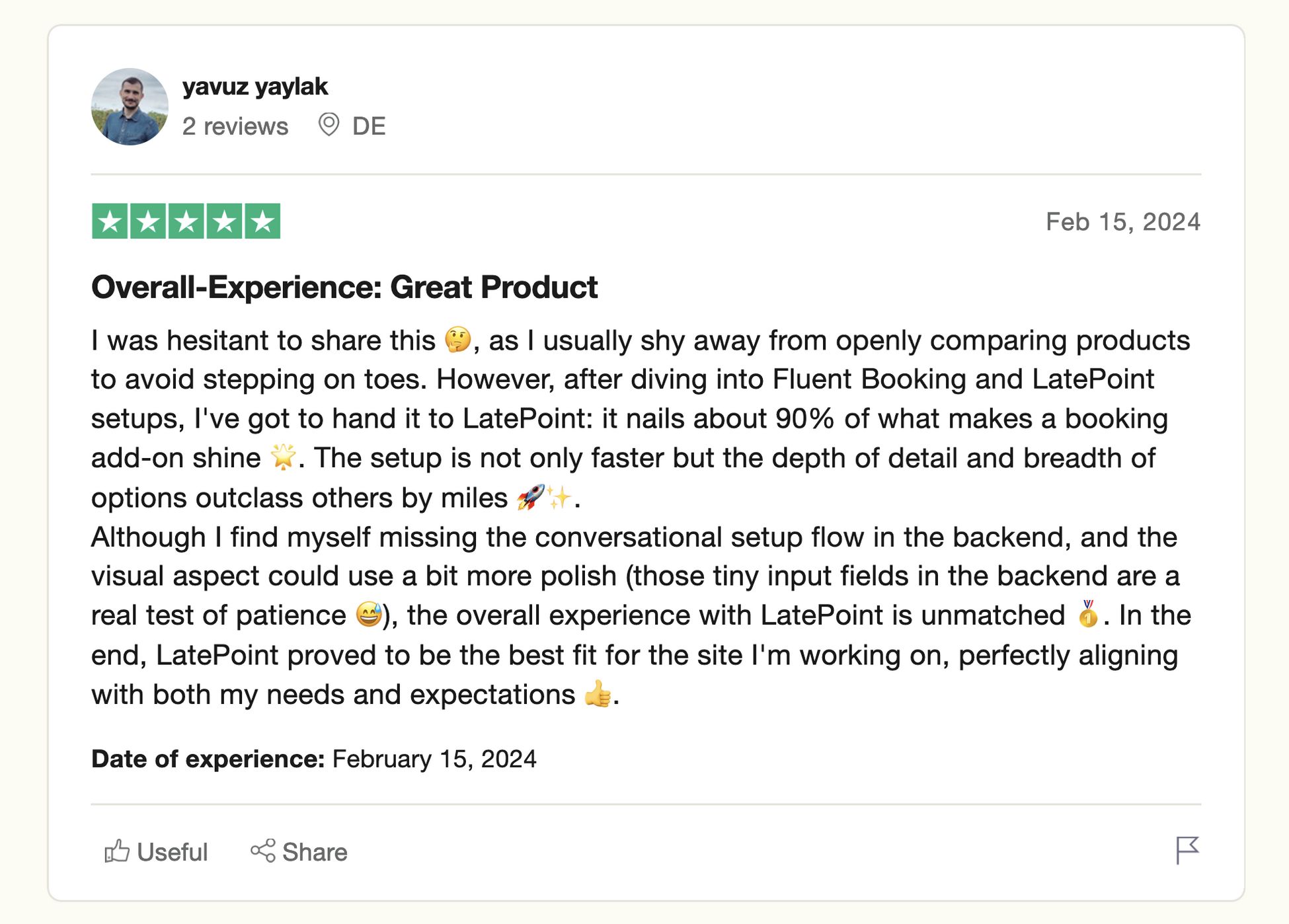 latepoint review on trustpilot