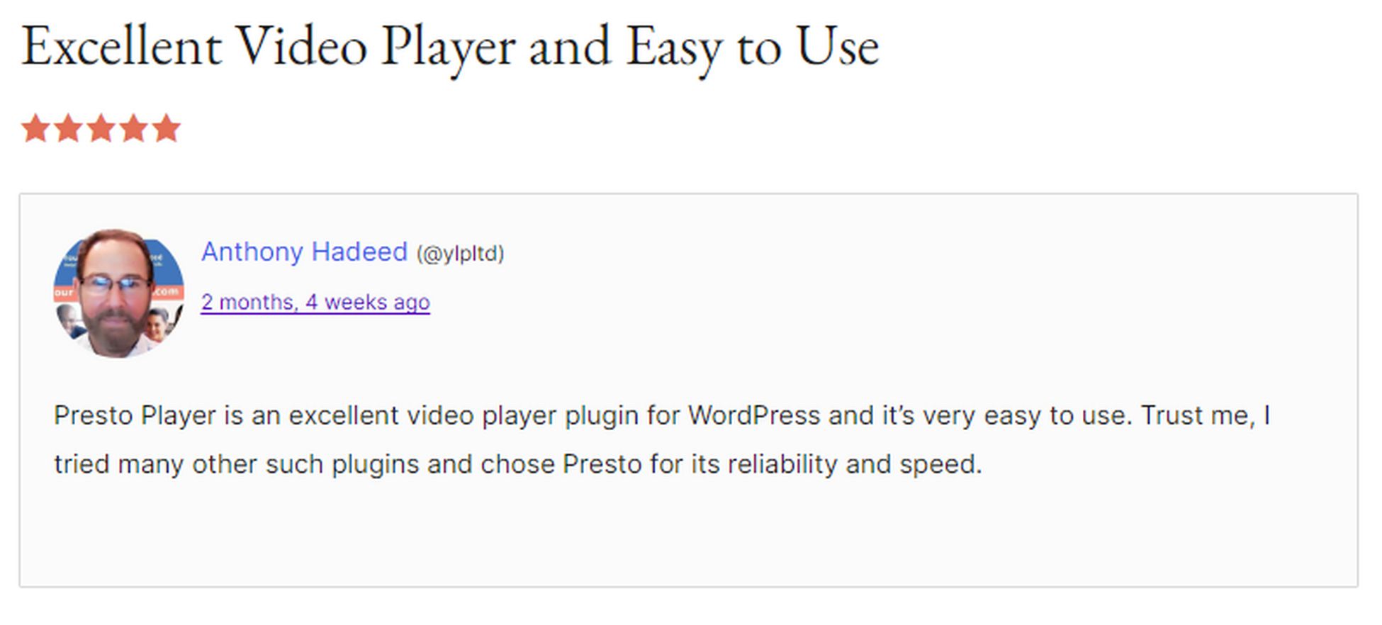 Presto player comment on wordpress