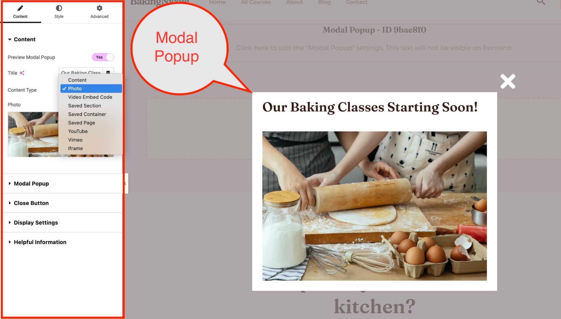 ultimate addons for elementor modal popup widget