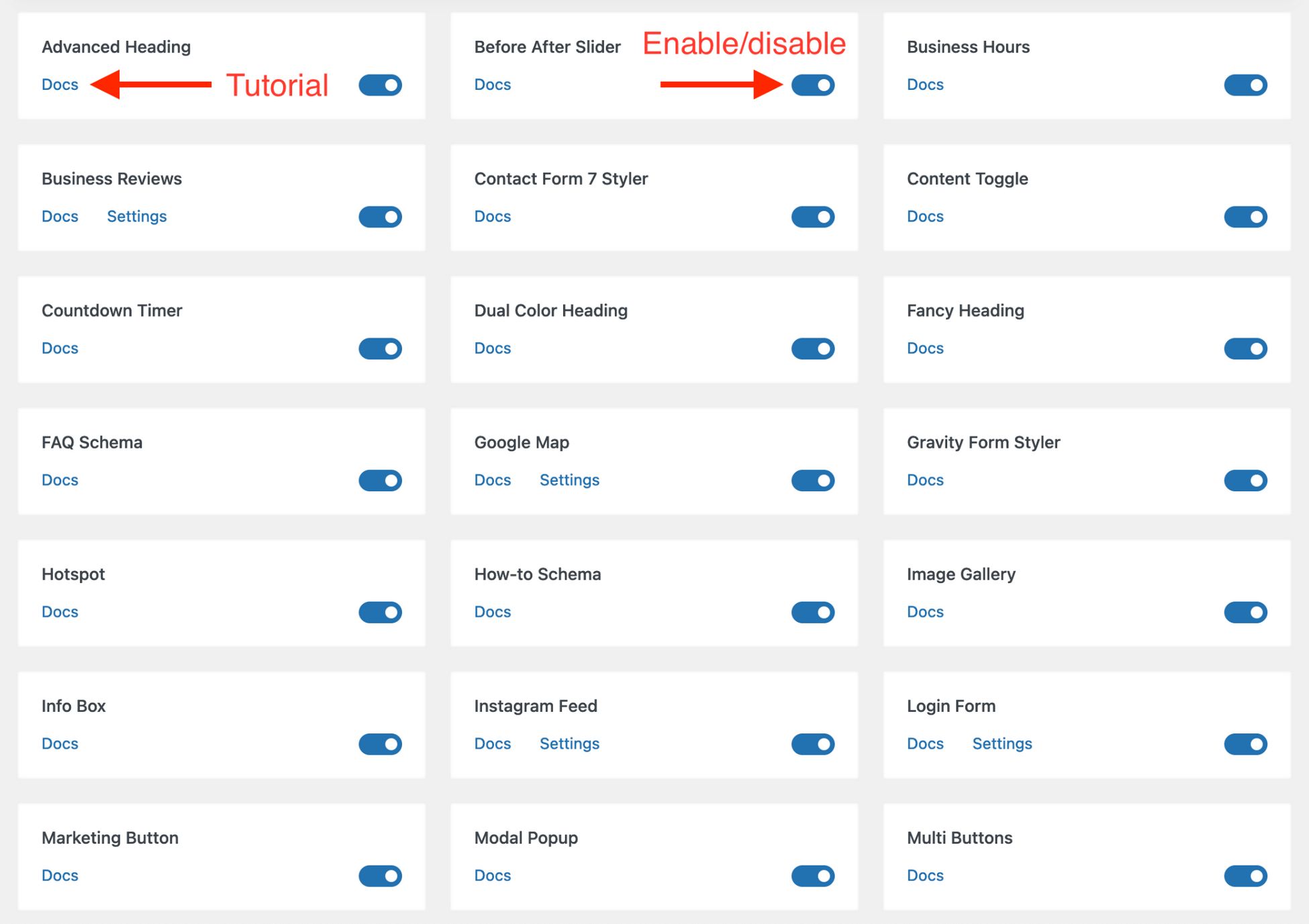 ultimate addons for elementor setting area