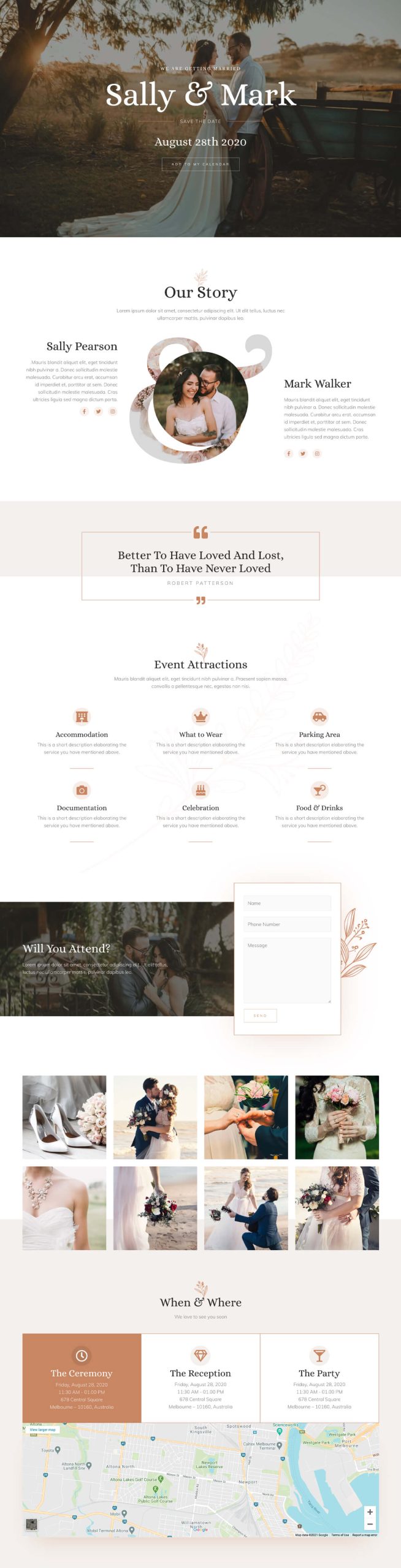 Wedding Invitation wedding invite onepage