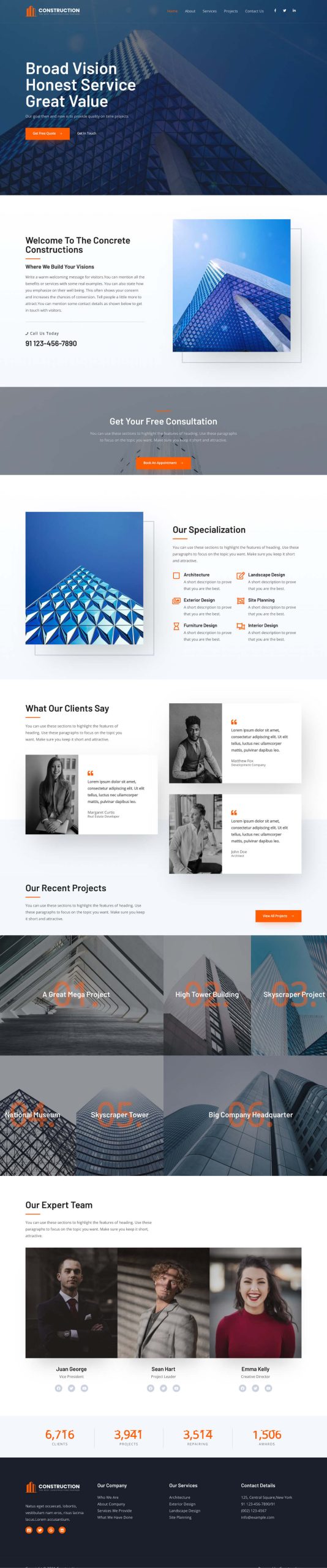 construction co homepage