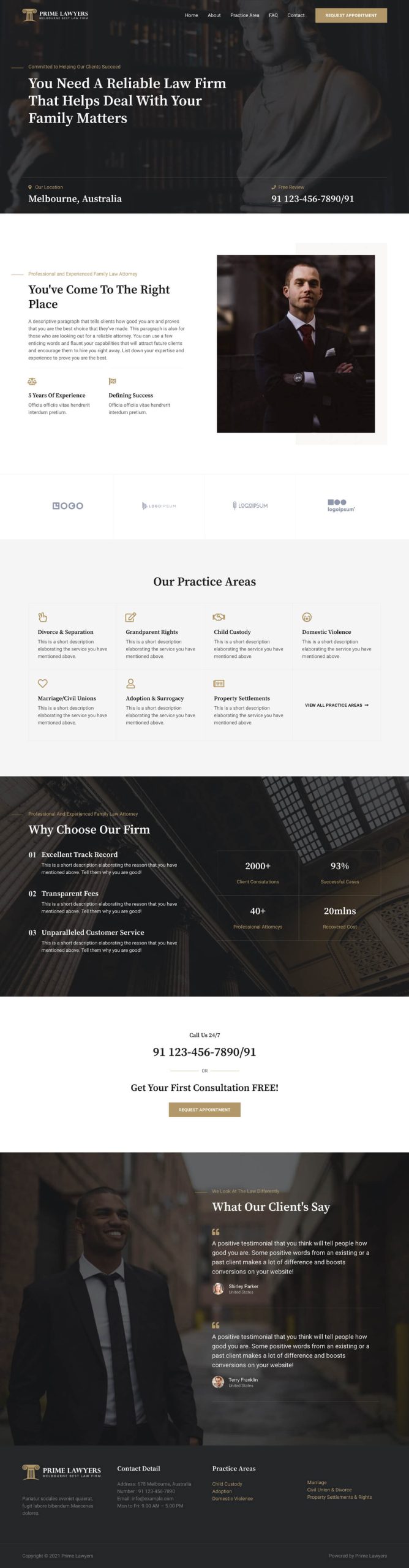 Prime Lawyers law firm homepage 1